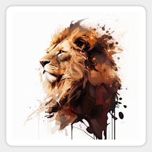 Lion Portrait Animal Painting Wildlife Outdoors Adventure Magnet